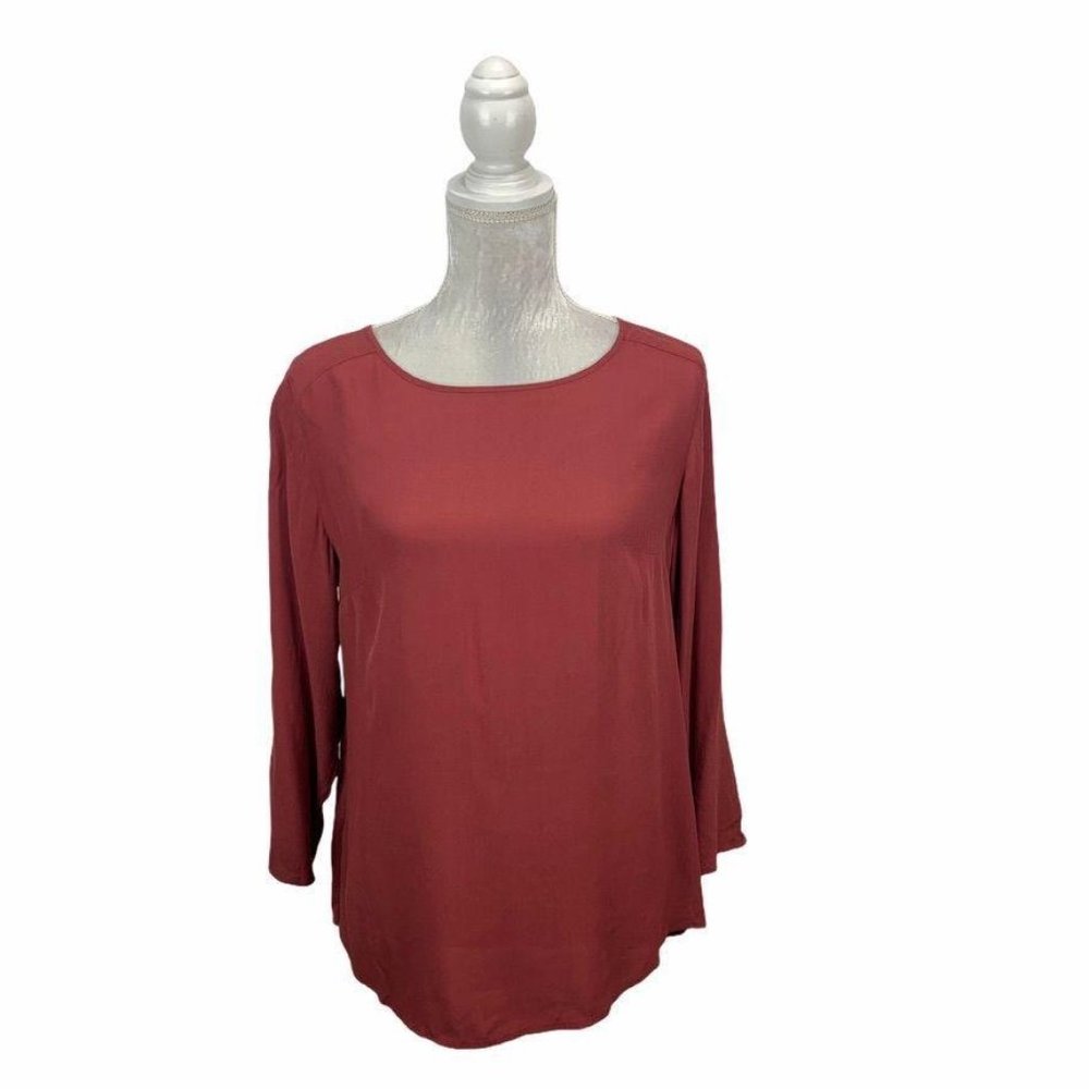 Soft Surroundings Brick Red Rayon Blouse High-Low
